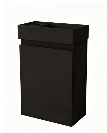 Nurion Waschtischunterschrank Milan - Waschbecken Mattschwarz und Möbel aus schwarzem Holz - 41 x 22,5 x 65 cm