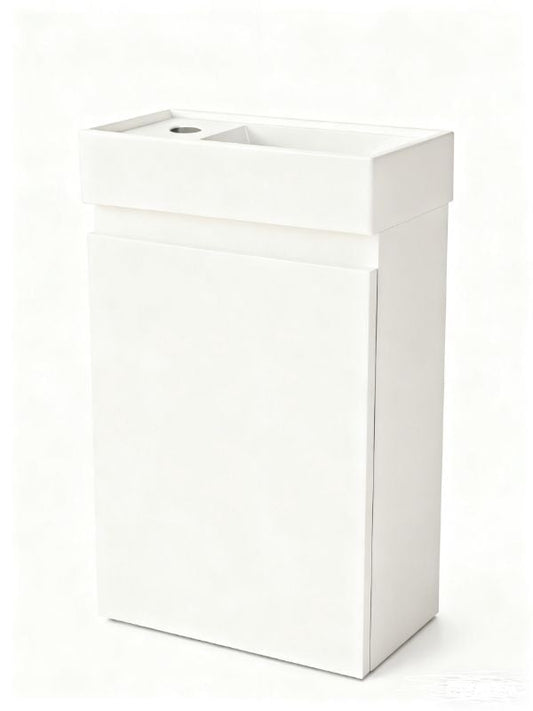 Nurion Waschtischunterschrank Lotte - Waschbecken Glänzend Weiß und Möbel aus weißem Holz - 41 x 22,5 x 65 cm